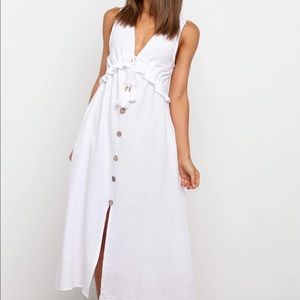 White petal and pup midi dress